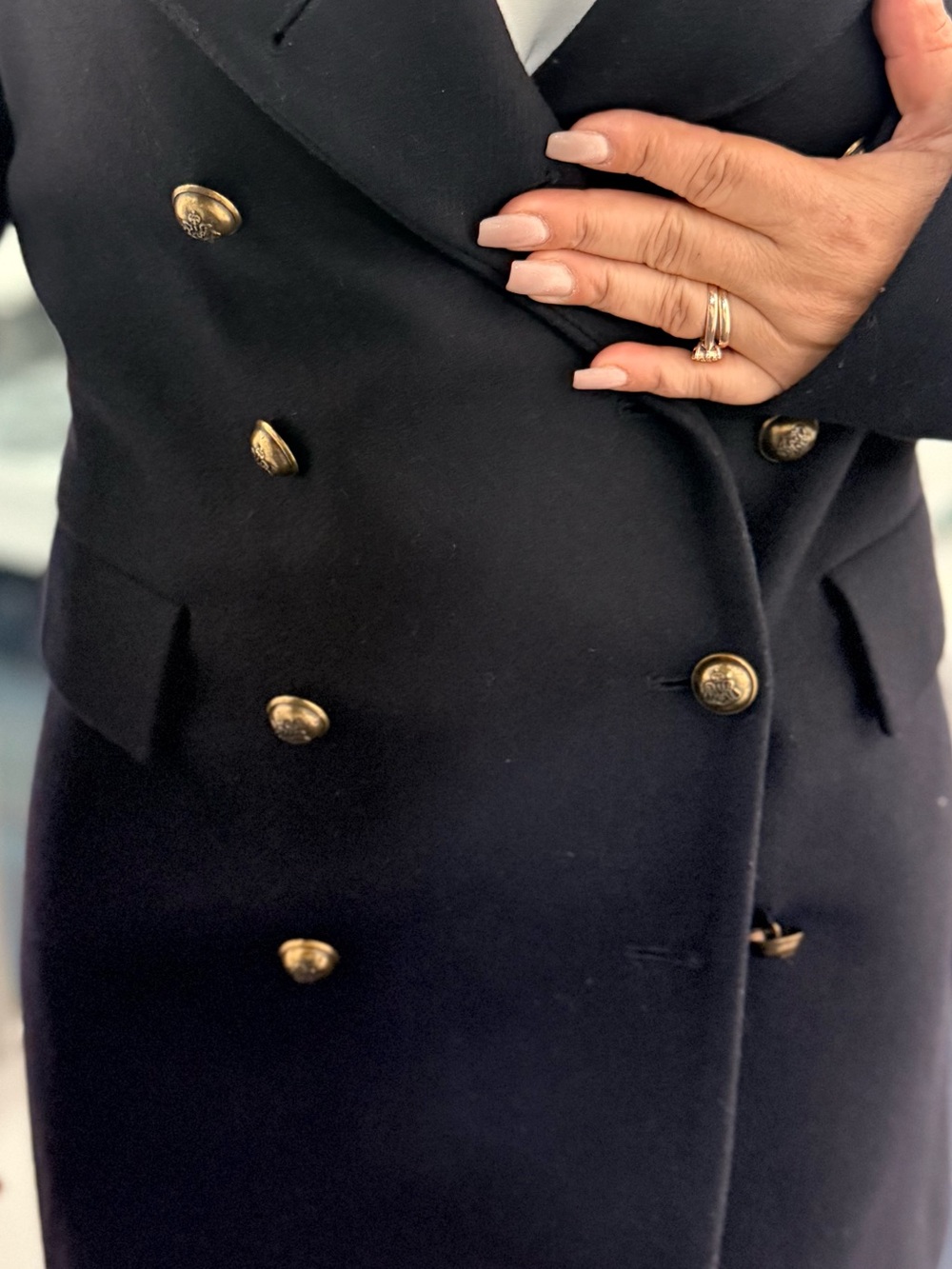 Zara Classic Double-Breasted Women's Black Peacoat size m - Picture 2 of 3